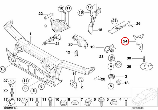 Passaggio della ruota destra OEM 51718203398 per BMW E46. BMW originale.