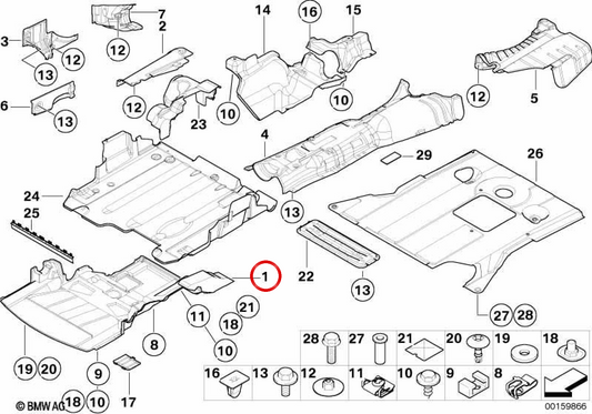 OEM inférieur 51718204894 Couverture motrice pour BMW E46. BMW d'origine.