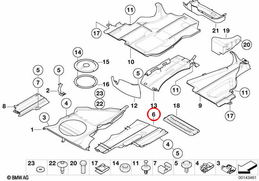 OEM 51718214821 Linksmotorunterstützungsabdeckung für BMW E46. Original BMW.