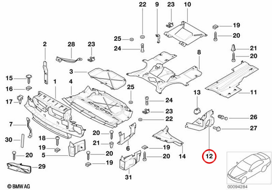 Cubierta superior derecha del compartimento motor OEM 51718231456 para BMW E38. Original BMW.