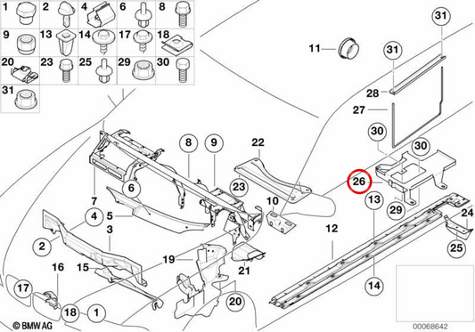Supporto per batteria ausiliaria OEM 51718235169 per BMW E39. BMW originale.