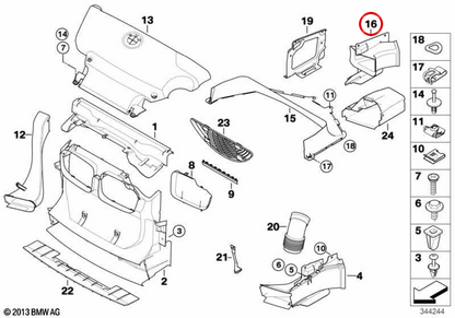 Linke Luftführung OEM 51718235245 für BMW 3er E46. Original BMW.