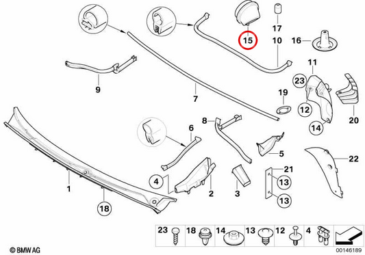 Soporte de llenado de combustible OEM 51718245072 para BMW E46 (316i, 318i, 320i, 323i, 325i, 328i, 330i, M3). Original BMW.
