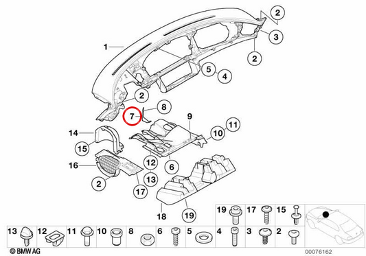 Support de revêtement de pédale OEM 51718266907 pour BMW E52. BMW d'origine.