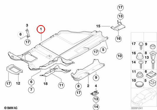 Copertura inferiore OEM 51718397911 per BMW E36, Z3. BMW originale.