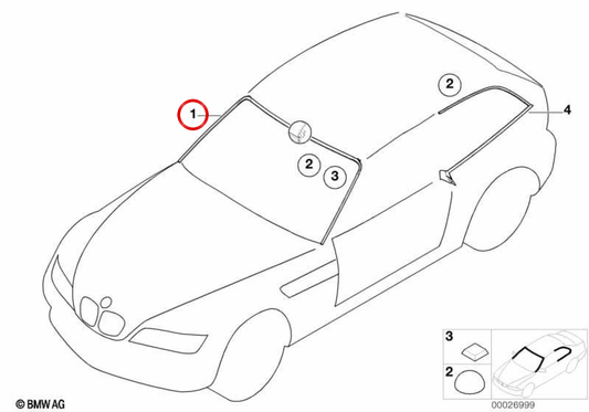 Frontscheibendichtung OEM 51718399109 für BMW Z3 E36 2.8, 3.0i, M 3.2... und mehr. Original BMW.