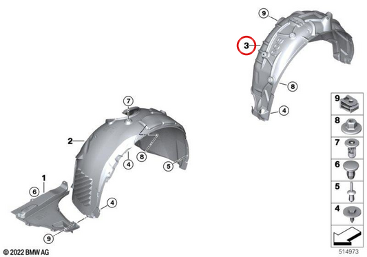 OM Passagni della ruota posteriore 51718498455 per BMW U06. BMW originale.