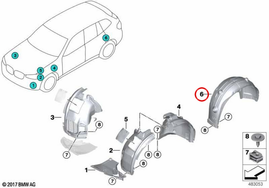 Fugen-/linker Hinterrad OEM 51718499485 für BMW G08. Original BMW.