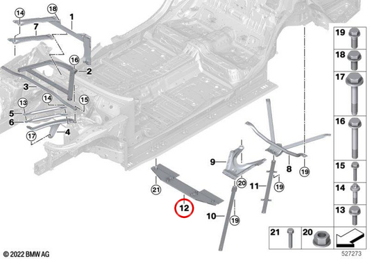 Suporte de conexão de túnel OEM 51719465752 para BMW G70. BMW genuíno.