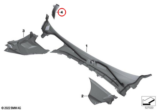 OEM 51719621484 Rechtswasserkanal Guarne für BMW G70. Original BMW.