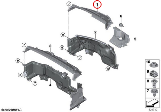 OEM du renfort avant supérieur 51719625431 pour BMW U11, U10, U25. BMW d'origine.