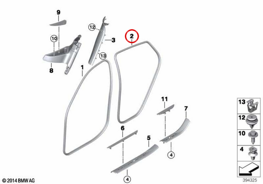 OEM 51727317812 Protecteur du bord de la porte arrière pour BMW F16, F86. BMW d'origine.