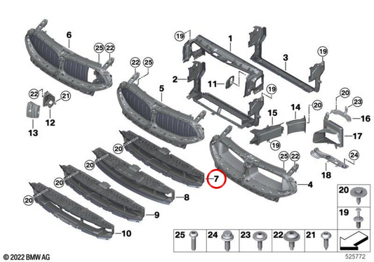 Afins inférieures du système d'air OEM 51745A21DD4 pour BMW G14, G15 et G16. BMW d'origine.