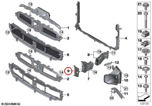 Abdeckung des rechten Bremsluftkanals OEM 51745A2F4F2 für MINI F56, F57, F66, F65, Cabrio F67. Originaler MINI.