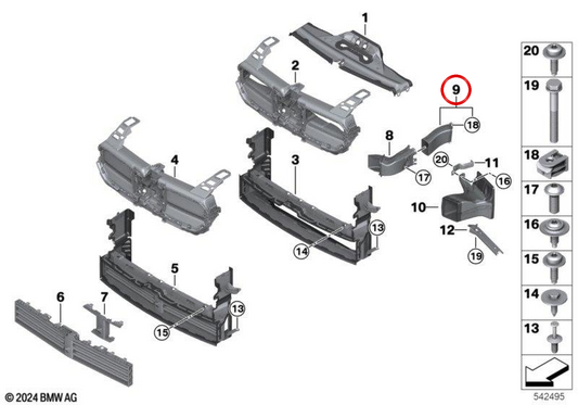 Linker Radkasten-Bremsluftkanal OEM 51745A39951 für BMW 1er F70, 2er F74, 2er F78... und mehr. Original BMW.