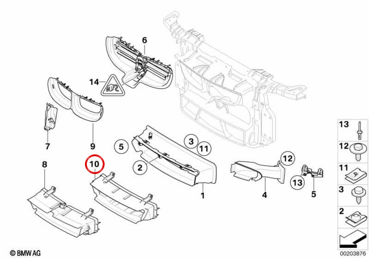 Lower air guide OEM 51747189264 for BMW E81, E82, E87, E88. Original BMW.