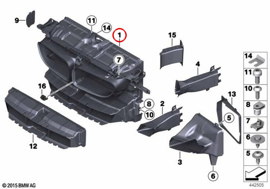 Luftkanal mit OEM Gate Control 51747211513 für BMW F06, F12, F13. Original BMW.