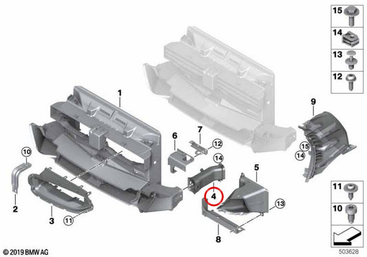 Conducto de aire freno delantero derecho OEM 51747436854 para BMW G29. Original BMW.