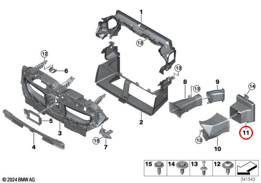 Canal d'air de radiateur arrière droit OEM 51747873786 pour BMW série 5 G90 M5, G99 M5 Touring. Véritable BMW.