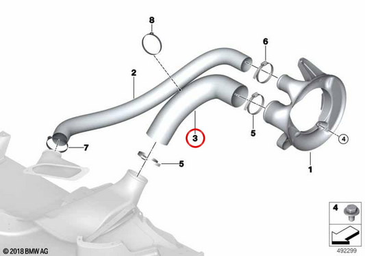 Tubo de ventilación OEM 51748424595 para BMW X5 E53. Original BMW.