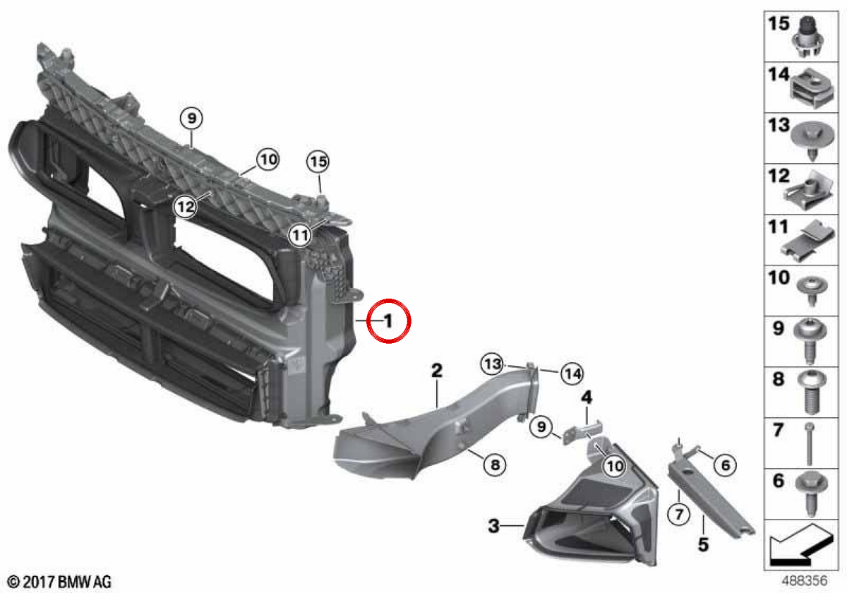 Canale dell'aria con controllo delle alette OEM 51748493926 per BMW X2 (F39). BMW originale.