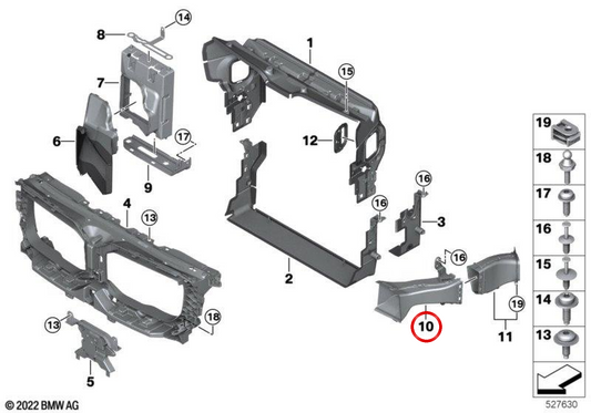 Luftkanal für die linke vordere Bremse 51749451685 für BMW G09. Original BMW.