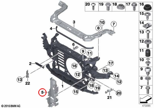 Guida aria destra OEM 51749807050 per MINI Countryman R60, Paceman R61. MINI originale.
