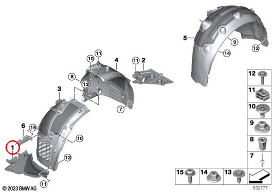 OEM 51755A036D3 left cover for BMW G60, G61. Original BMW.