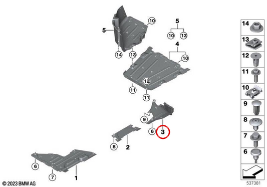 Right rear underbody trim OEM 51755A77313 for MINI Cooper E, Cooper SE, JCW E and more. Original MINI.