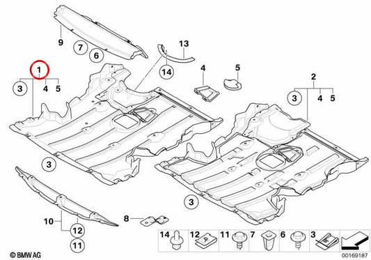 OEM 51757129318 Protecteur de compartiment moteur pour BMW E81, E87. BMW d'origine.