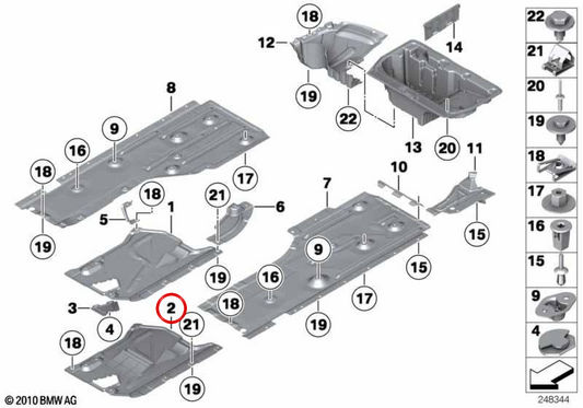 Cubierta inferior central OEM 51757146363 para BMW E90, E91, E92, E84. Original BMW.