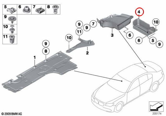 Cubierta trasera central OEM 51757187960 para BMW F01, F02. Original BMW.