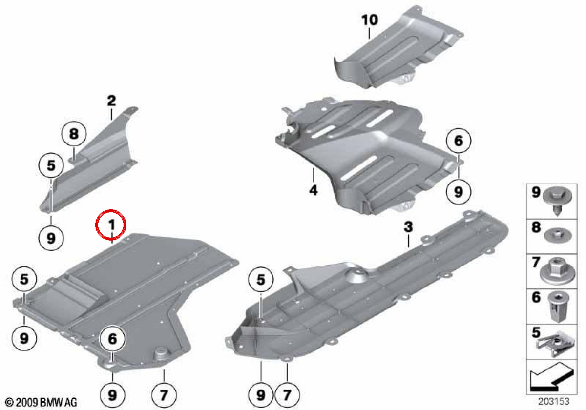 OEM 51757192021 Center Bottom Guard for BMW Z4 E89. Genuine BMW.