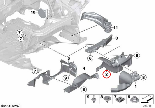 Left rear cover of the OEM address 51757274857 for BMW F20, F21, F22, F23, F30, F31, F34, F36. Original BMW.