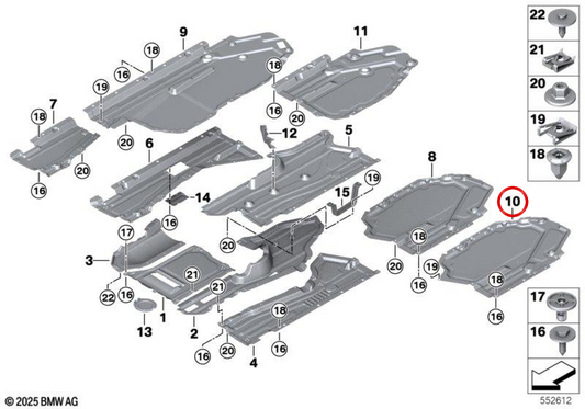 Protection inférieure gauche du réservoir OEM 51757325391 pour BMW X5 F15, X5 M F85, X6 F16 et X6 M F86. BMW d'origine