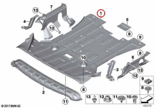 Cubrecárter / Protector inferior del motor OEM 51757378820 para BMW F25, F26. Original BMW.