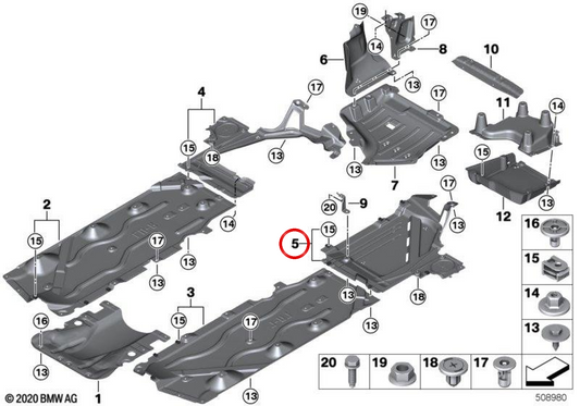 Untere Verkleidung des linken Kraftstofftanks OEM 51757386953 für MINI Countryman F60, F60 LCI. Originaler MINI.