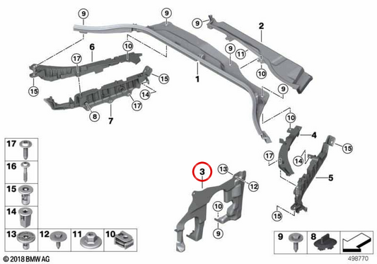 Left cover of the OEM address mechanism 51757394807 for BMW G01, G08, F97, G02, F98. Original BMW.