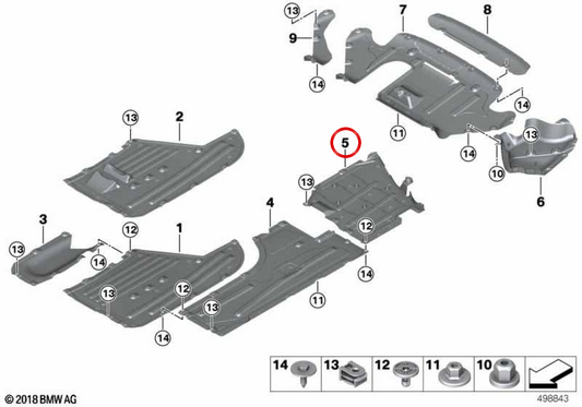 Lower right protector of the OEM deposit 51757435566 for BMW G20, G21, G22, G23. Original BMW.