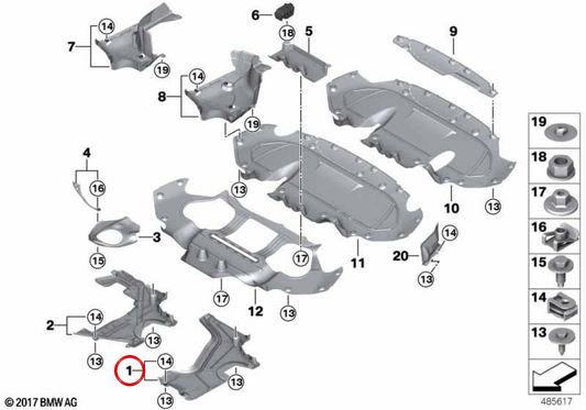 Proteção do tanque inferior direito OEM 51757441180 para BMW G31. BMW genuíno.