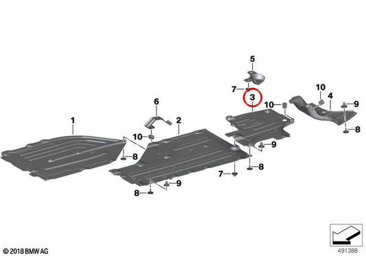 Protettore inferiore del deposito sinistro OEM 51757441893 per BMW G29. BMW originale.