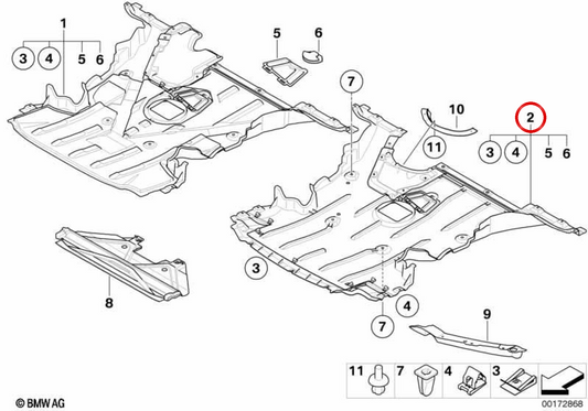 Proteção do compartimento do motor para BMW E88 (OEM 51758046618). BMW genuíno