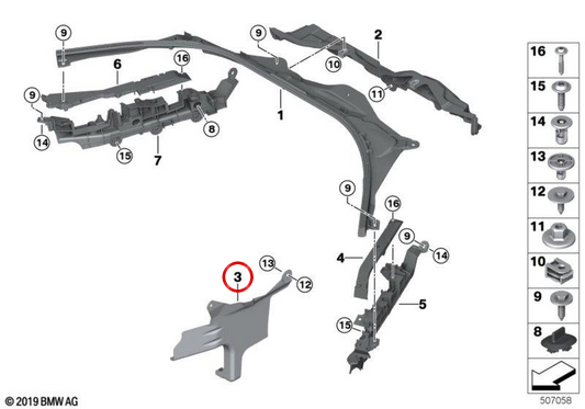 Tampa da engrenagem de direção dianteira direita OEM 51758074608 para BMW G87, G80, G82, G83. BMW genuíno.
