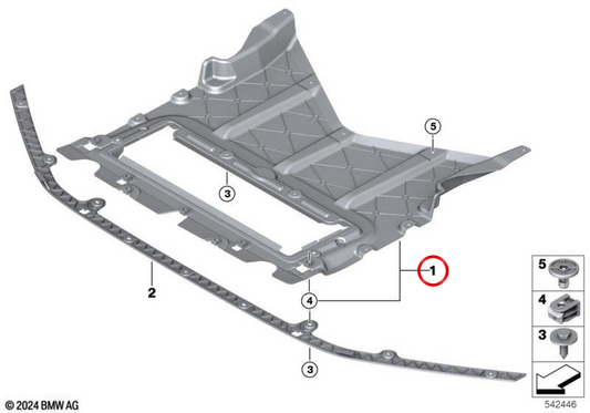 Escudo dianteiro do compartimento do motor OEM 51758083763 para BMW M5 G90, G99. BMW genuíno.