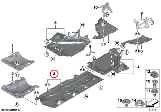 Rechte Seite Unterer Protektor 51758498402 für BMW F70, U06, U11, U10, U25. Original BMW.