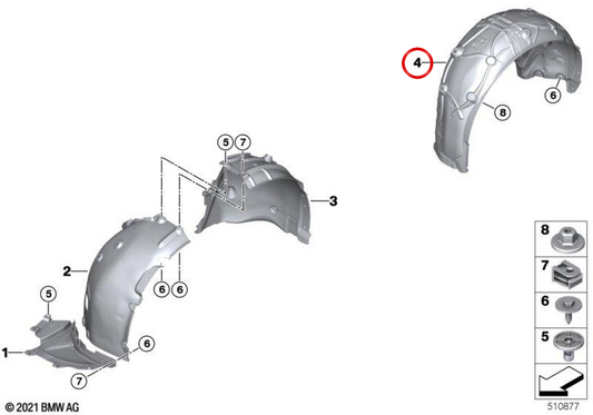 Coperchio ruota posteriore destro OEM 51758738050 per BMW G26. BMW originale.