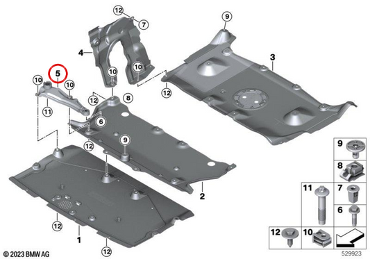Support de la couverture droite OEM 51759449274 pour BMW G60, G61, G68, G70. BMW d'origine.