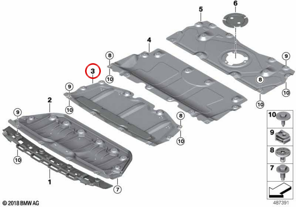 Lower front engine OEM 51759477058 for BMW G26. Original BMW.