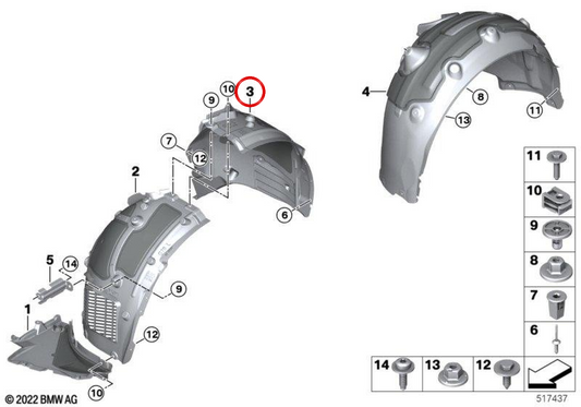 OEM 51759498277 Couvercle de roue avant gauche pour BMW G70. BMW d'origine.
