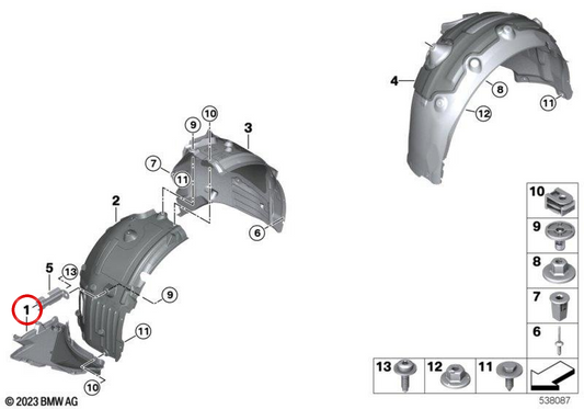 Cobecarte Roue avant OM 51759851659 pour BMW G68. BMW d'origine.